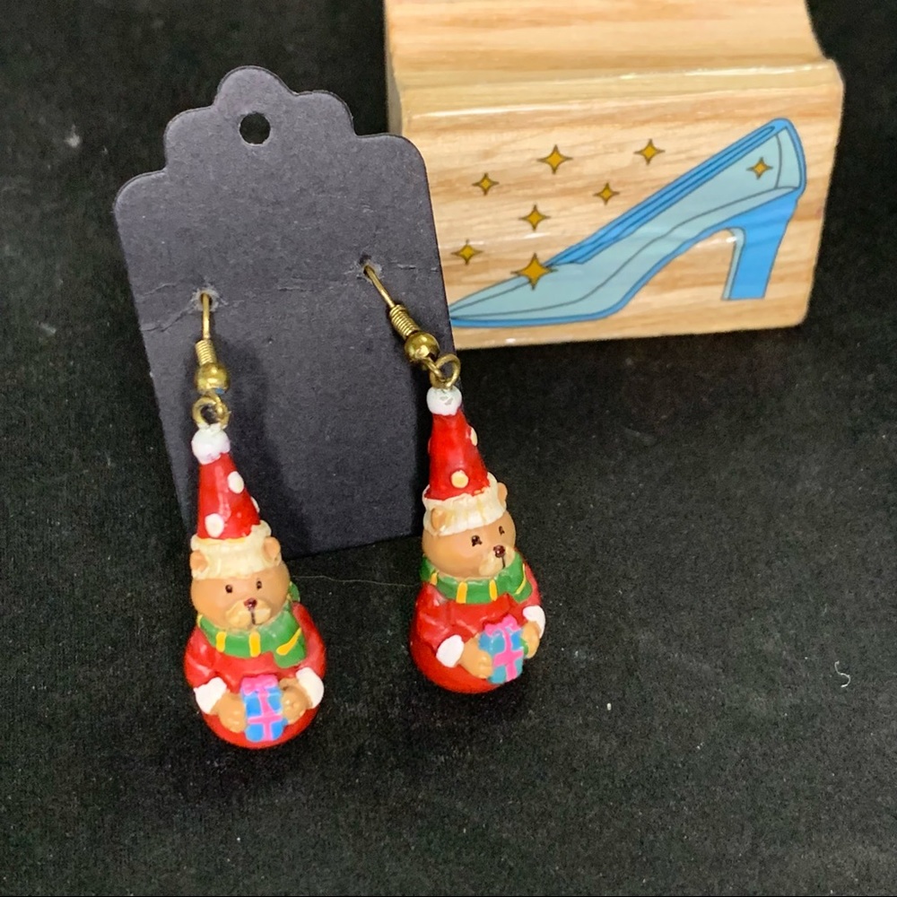 Vintage  Fun Bear Holiday-Christmas vibes Drop Earrings